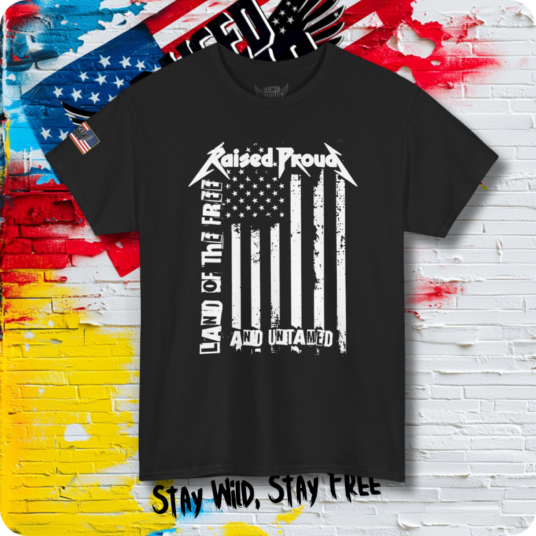 Land of the Free and Slightly Untamed – Black American Flag T-Shirt