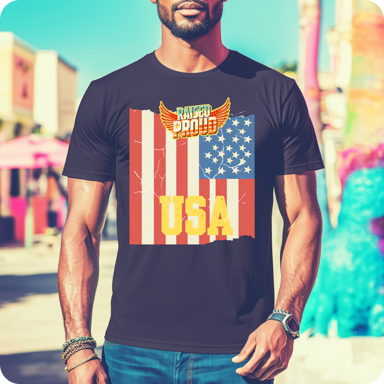 Raised Proud USA Flag T-Shirt - Classic Collection
