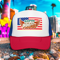 Raised Proud American Flag Trucker Hat 