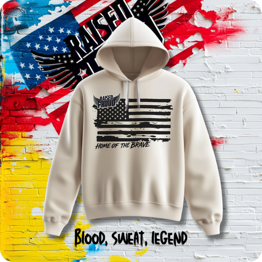 "Home of the Brave” Distressed Flag Hoodie
