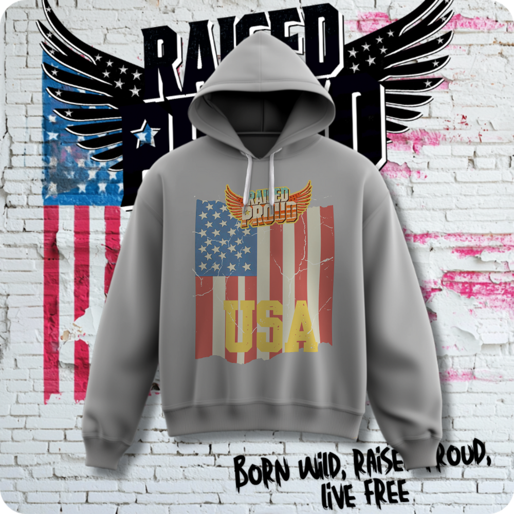Retro USA Flag Lightweight Hooded Sweatshirt