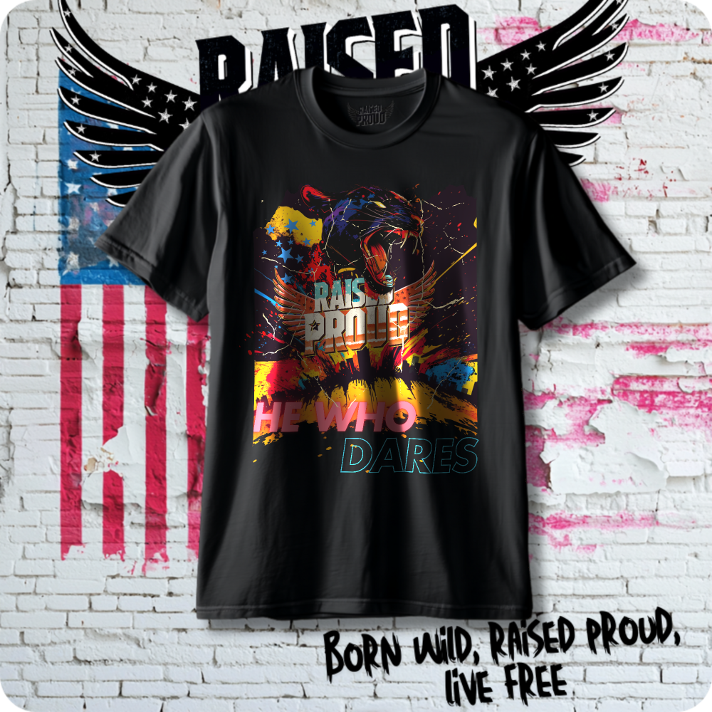 "He Who Dares" Panther Heavy Cotton T-Shirt