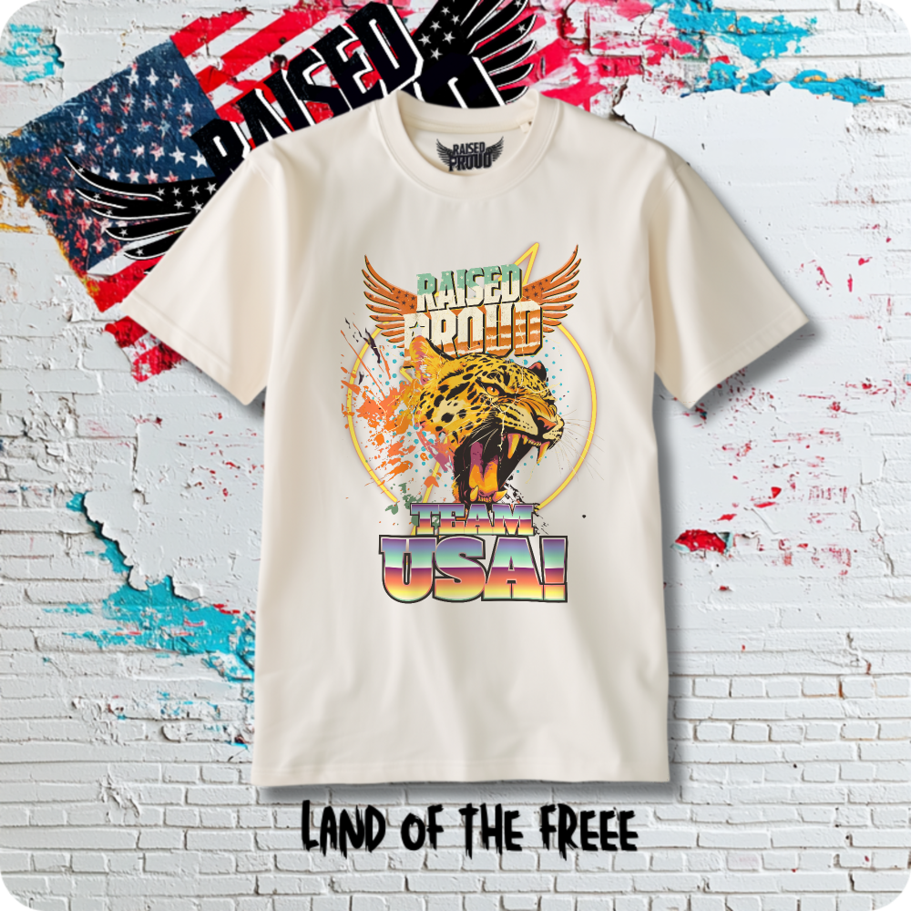 "Team USA!" Leopard Heavy Cotton T-Shirt