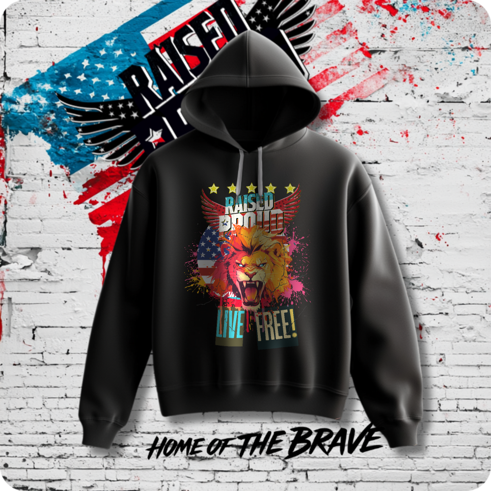 "Live Free" Lion Lightweight Hooded Sweatshirt