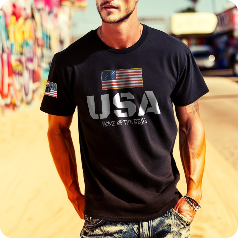 USA Home of the Brave – Patriotic T-Shirt