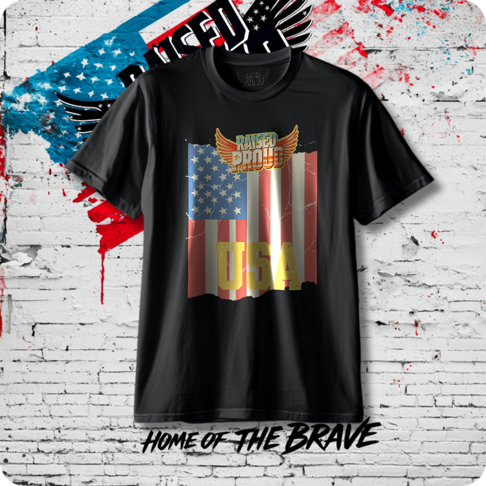 Retro USA Flag Heavy Cotton T-Shirt